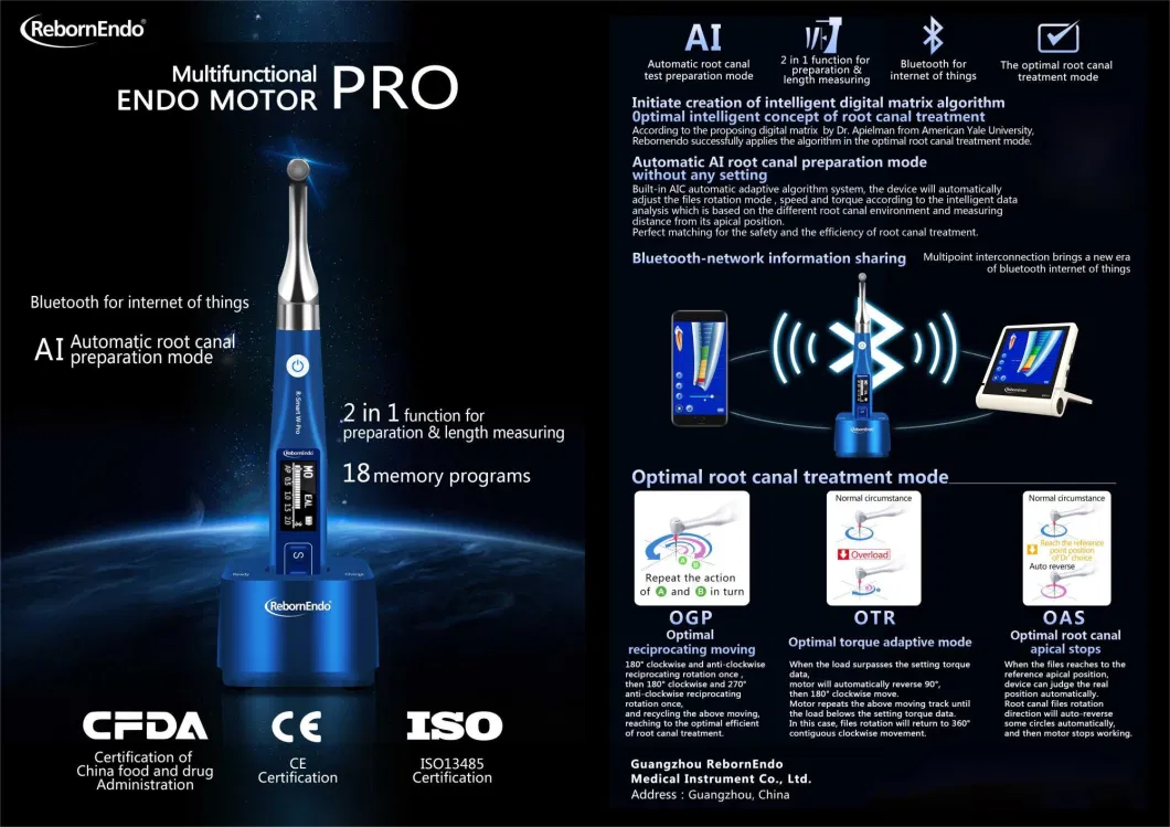 Dental Clinic Equipment Ai Automatic Root Canal Preparation Mode with Length Measuring