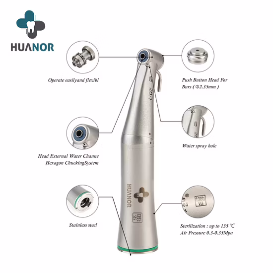 20: 1 E-Generator Implant Contra Angle Stainless Steel Dental Low Speed Handpiece NSK Implant Green Ring Angle E Type Connect